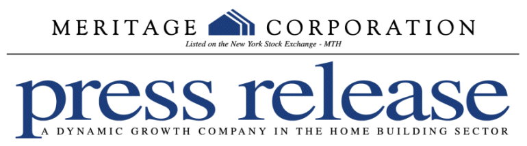 (MERITAGE CORP. PRESS RELEASE GRAPHIC)