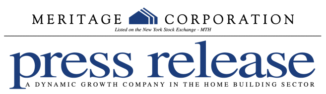 (MERITAGE CORPORATION PRESS RELEASE LOGO)