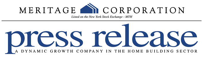 (MERITAGE CORPORATION PRESS RELEASE LETTERHEAD)